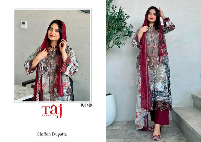 439 And 440 Taj Cotton Embroidery Pakistani Suits Wholesale Price In Surat
